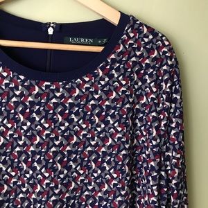 Ralph Lauren layered shift dress zipper back crew